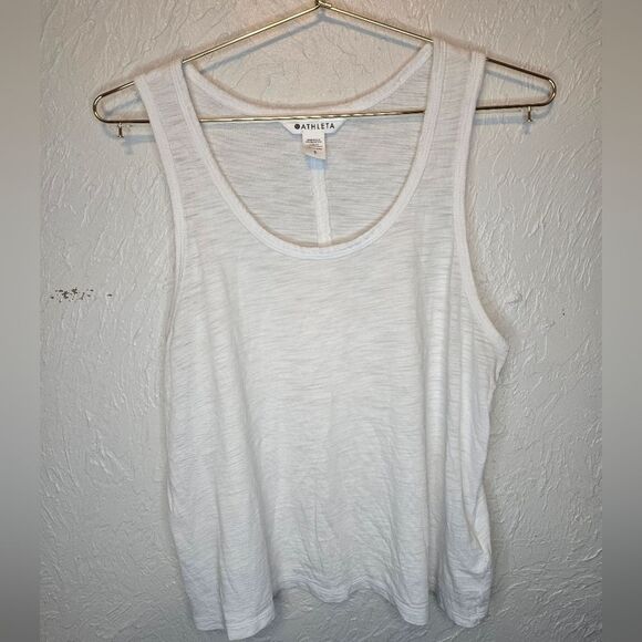 Athleta Tops - Athleta White Cotton Tank Top Small Sleeveless Scoop Neck Casual Minimalist
